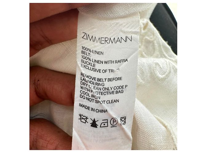 Vestido maxi bordado Zimmermann Freja en lino blanco Crudo - vista 7