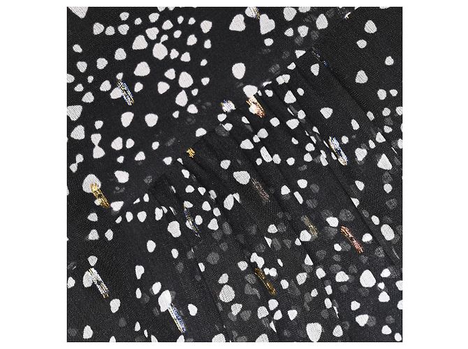 Robe midi à volants imprimée Maje en soie noire - vue 12