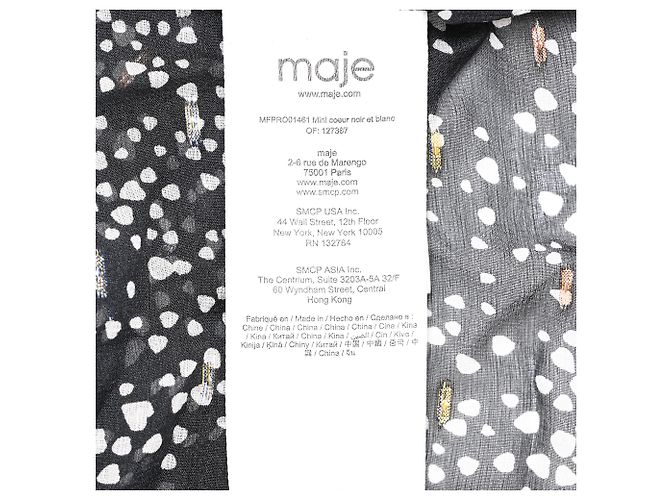 Robe midi à volants imprimée Maje en soie noire - vue 6