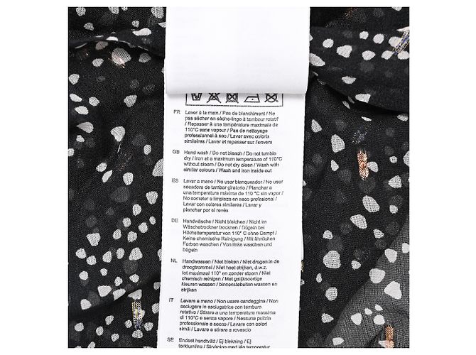 Robe midi à volants imprimée Maje en soie noire - vue 8