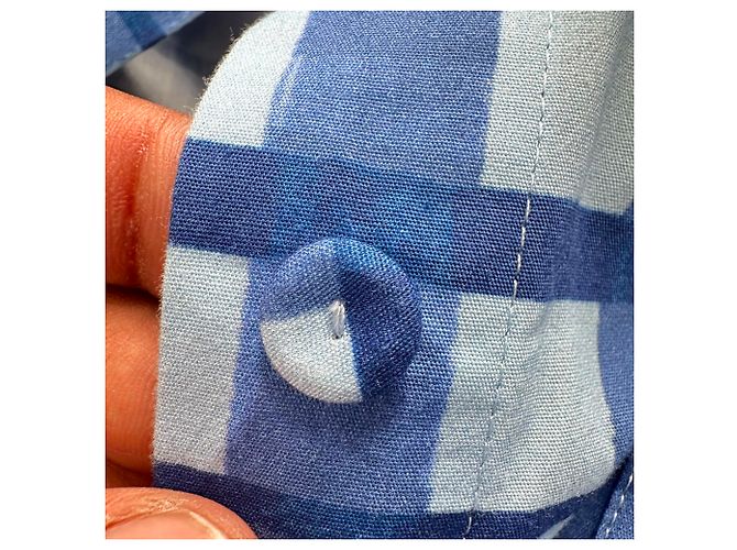 Autre Marque Abito camicia midi a quadri Rubie Emilia Wickstead in cotone blu - vista 4