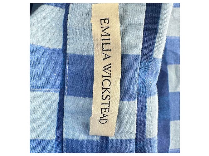 Autre Marque Abito camicia midi a quadri Rubie Emilia Wickstead in cotone blu - vista 5