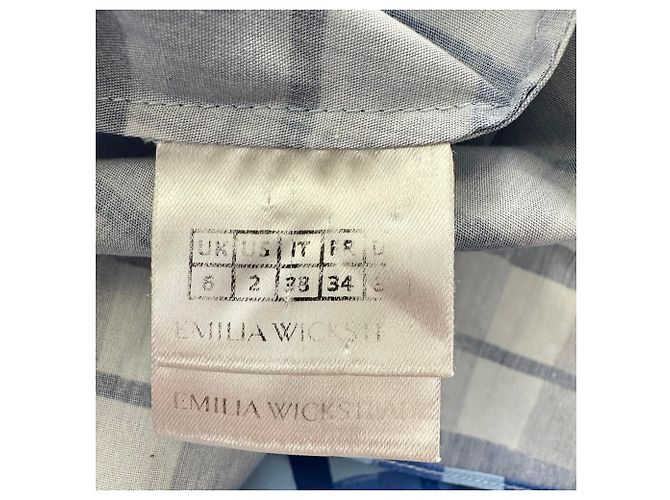 Autre Marque Abito camicia midi a quadri Rubie Emilia Wickstead in cotone blu - vista 6