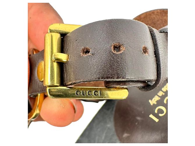 Sandali con tacco Gucci Kylie T-Strap in pelle marrone Rosso - vista 16