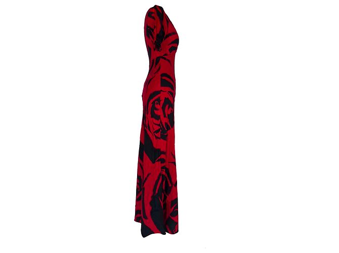 Vestido maxi de satén estampado Walker de Diane von Furstenberg en rayón rojo Roja - vista 2