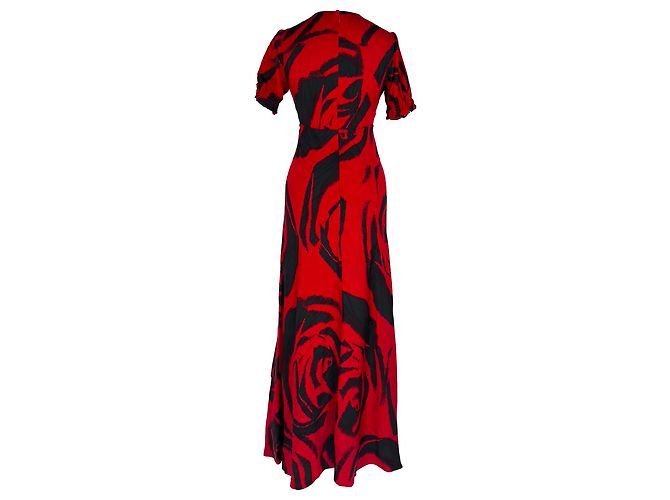Vestido maxi de satén estampado Walker de Diane von Furstenberg en rayón rojo Roja - vista 3