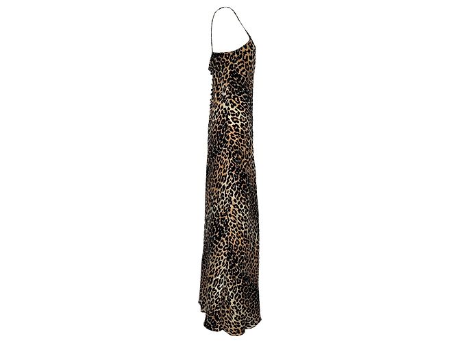 Vestido maxi sin mangas Ganni con estampado de leopardo en seda marrón Castaño - vista 2