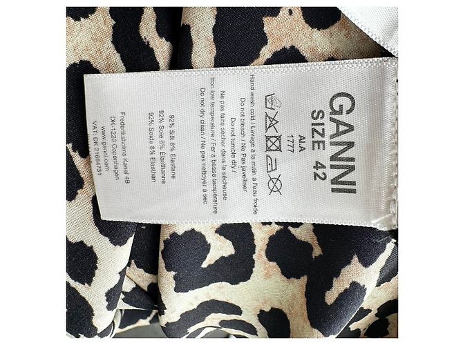 Vestido maxi sin mangas Ganni con estampado de leopardo en seda marrón Castaño - vista 7