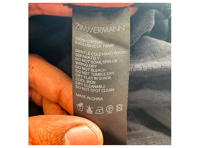 Vestido midi Zimmermann de renda com mangas curtas em algodão preto - vista 8