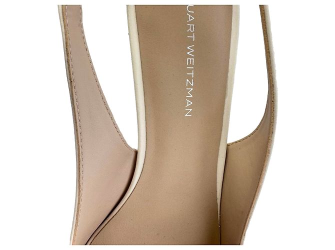 Décolleté Stuart Weitzman con cristalli in pelle beige - vista 10