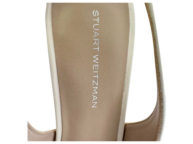 Décolleté Stuart Weitzman con cristalli in pelle beige - vista 11