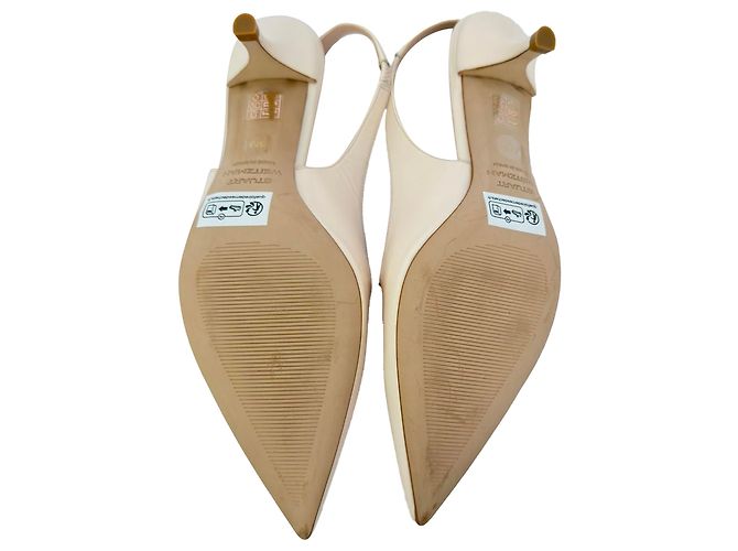 Décolleté Stuart Weitzman con cristalli in pelle beige - vista 13