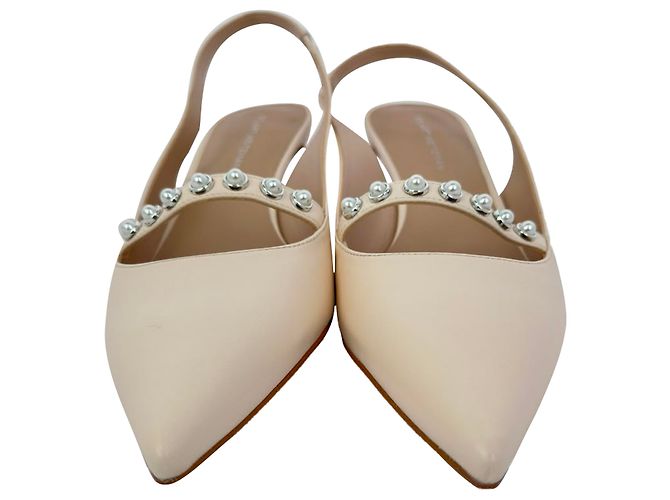Décolleté Stuart Weitzman con cristalli in pelle beige - vista 2