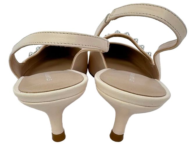 Décolleté Stuart Weitzman con cristalli in pelle beige - vista 6