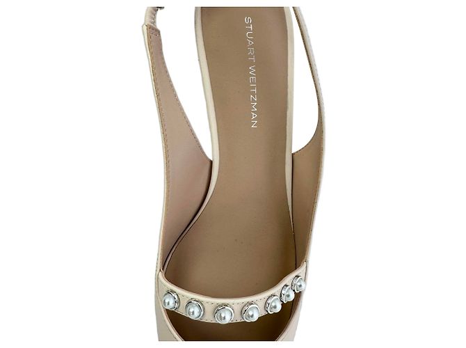 Décolleté Stuart Weitzman con cristalli in pelle beige - vista 8