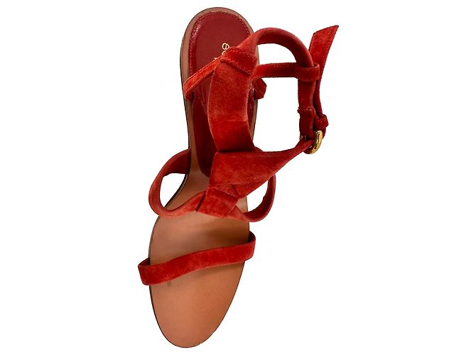 Sandali con platform e cinturino alla caviglia Sergio Rossi in camoscio rosso - vista 10