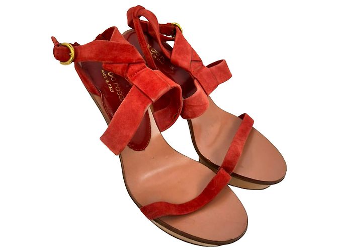 Sandali con platform e cinturino alla caviglia Sergio Rossi in camoscio rosso - vista 5