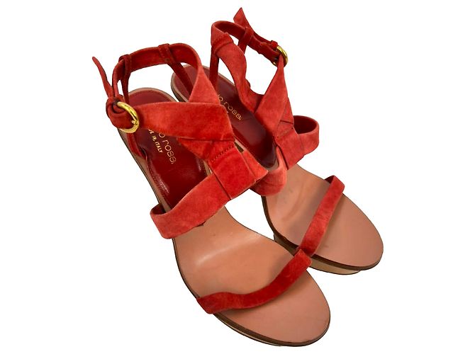Sandali con platform e cinturino alla caviglia Sergio Rossi in camoscio rosso - vista 6