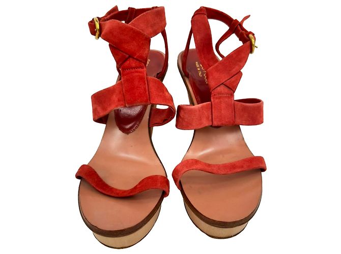 Sandali con platform e cinturino alla caviglia Sergio Rossi in camoscio rosso - vista 7