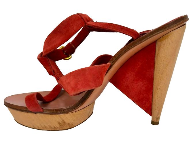 Sandali con platform e cinturino alla caviglia Sergio Rossi in camoscio rosso - vista 9