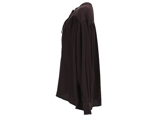 Victoria Beckham Bluse mit Bindeschleife aus brauner Seide - Ansicht 2
