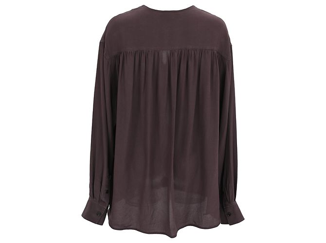 Victoria Beckham Bluse mit Bindeschleife aus brauner Seide - Ansicht 3