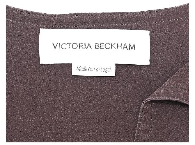 Victoria Beckham Bluse mit Bindeschleife aus brauner Seide - Ansicht 4