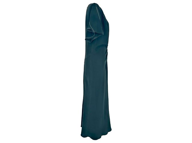 Victoria Beckham gerafftes Midikleid aus schwarzer Viskose - Ansicht 2