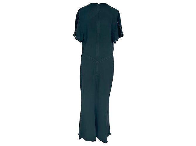 Victoria Beckham gerafftes Midikleid aus schwarzer Viskose - Ansicht 4