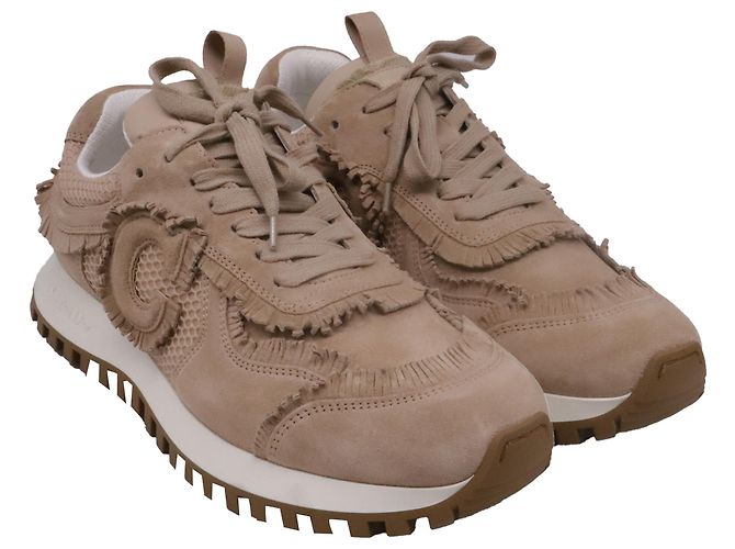 Autre Marque Baskets Dior C'est Fringe en daim beige Imprimé python - vue 3