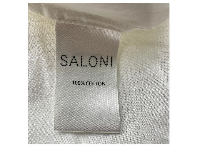 Autre Marque Vestido mini Saloni Lori B de algodón blanco con pinzas y volantes Crudo - vista 5