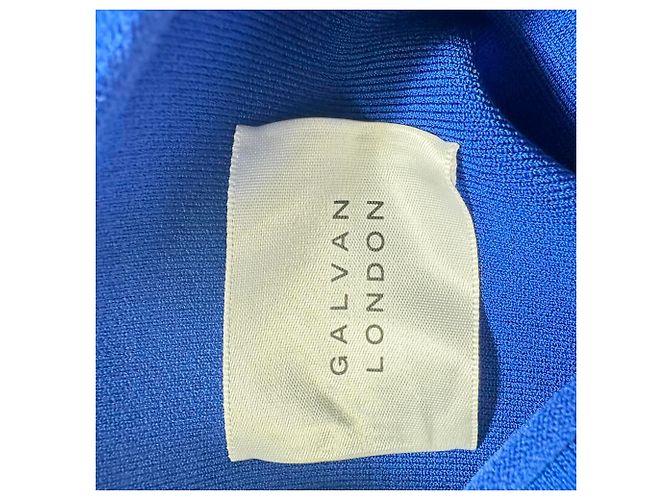 Autre Marque Abito maxi Nova con perline, frange e cutout di Galvan London in viscosa blu - vista 4