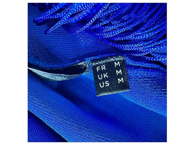 Autre Marque Abito maxi Nova con perline, frange e cutout di Galvan London in viscosa blu - vista 5