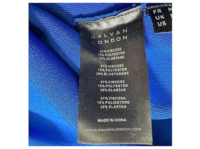 Autre Marque Abito maxi Nova con perline, frange e cutout di Galvan London in viscosa blu - vista 6