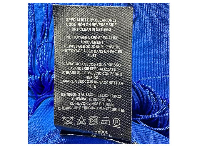 Autre Marque Abito maxi Nova con perline, frange e cutout di Galvan London in viscosa blu - vista 7
