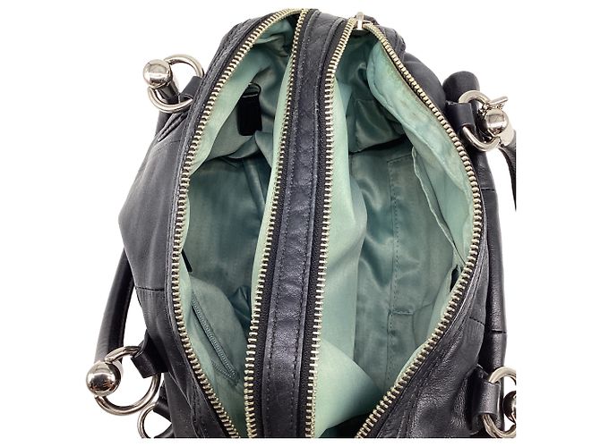 Borsa Satchel Coach Kristen con doppia zip in pelle nera Nero - vista 10