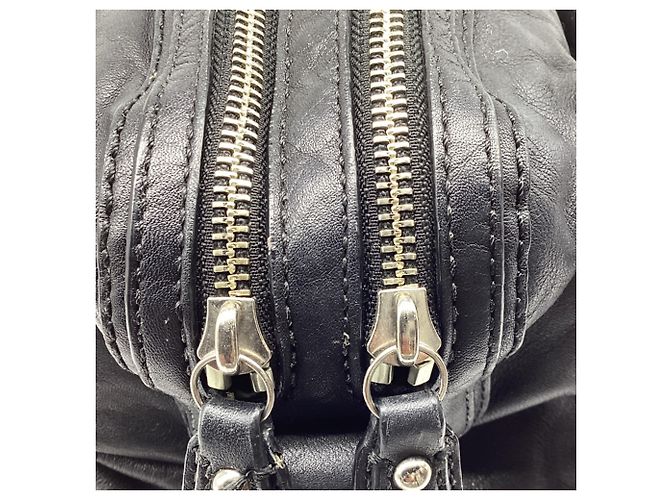 Borsa Satchel Coach Kristen con doppia zip in pelle nera Nero - vista 11