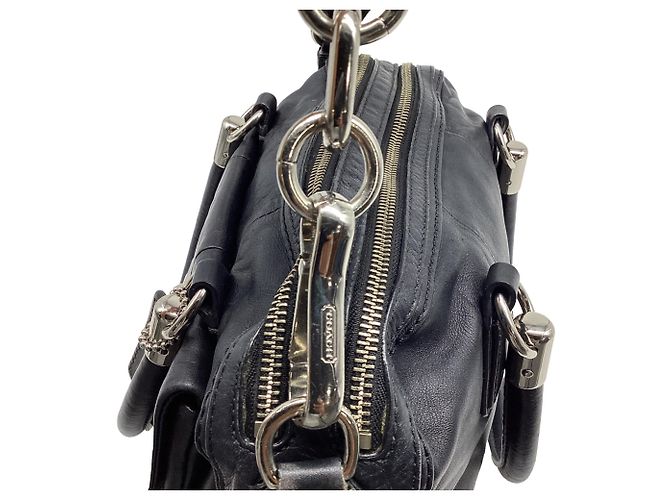 Borsa Satchel Coach Kristen con doppia zip in pelle nera Nero - vista 12