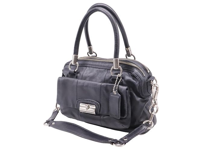 Borsa Satchel Coach Kristen con doppia zip in pelle nera Nero - vista 2