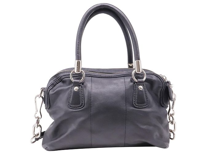 Borsa Satchel Coach Kristen con doppia zip in pelle nera Nero - vista 5