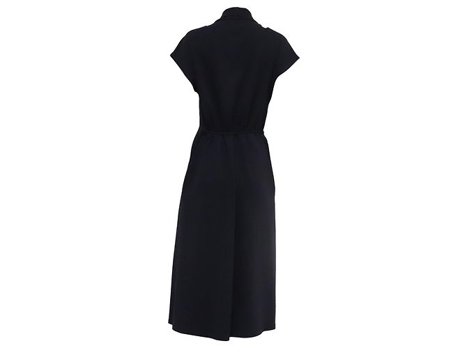 Max Mara Vestido Midi com decote em V MaxMara Leisure em algodão azul marinho - vista 4