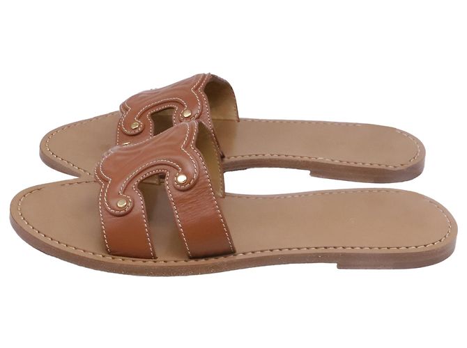 Céline Sandali Marina Celine in pelle di vitello marrone Rosso - vista 4