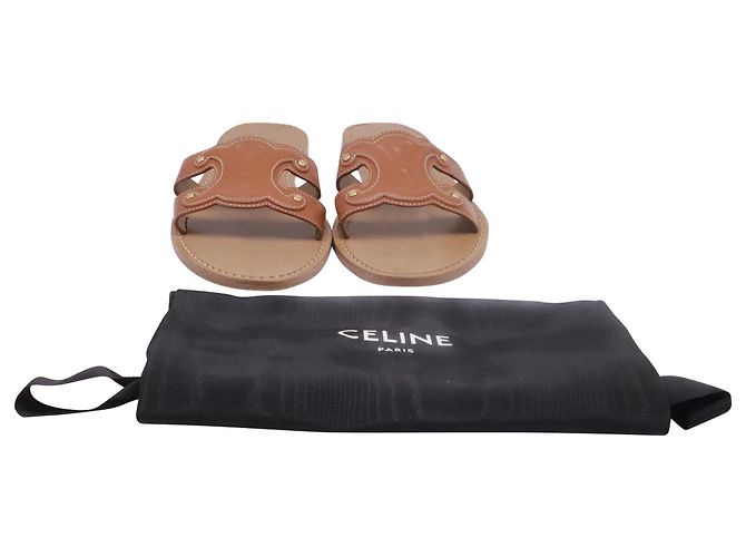 Céline Sandali Marina Celine in pelle di vitello marrone Rosso - vista 6