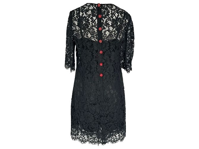 Mini abito in pizzo Dolce & Gabbana in cotone nero - vista 3