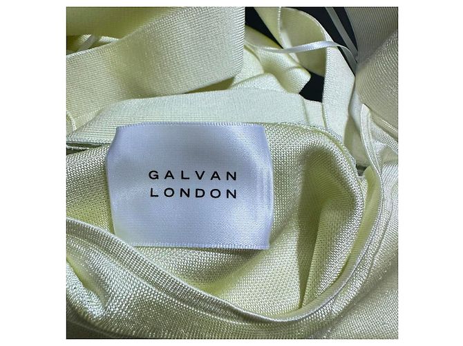 Autre Marque Vestido lápiz transparente Galvan Uma en viscosa amarillo pastel - vista 3