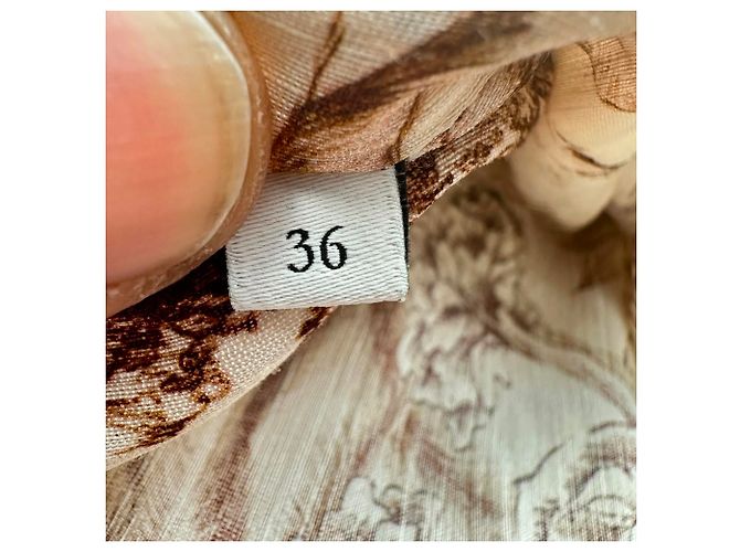 Sandro Paris bedrucktes Mini-Hemdkleid aus braunem Leinen Rot - Ansicht 6