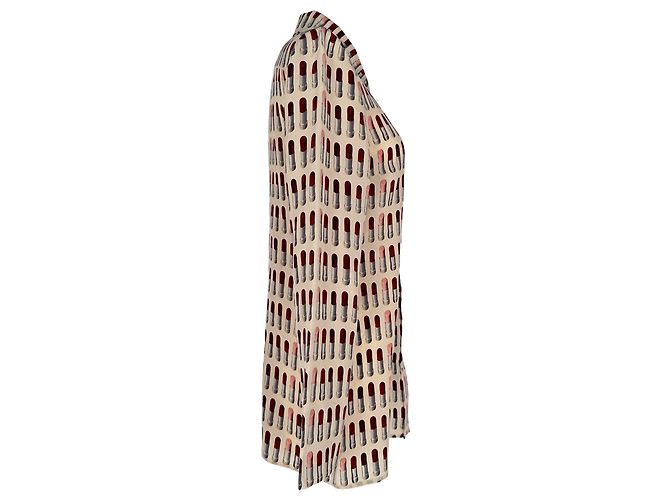 Prada Lipstick-Print Button-Down Shirt in Multicolor Silk Multiple colors - view 2