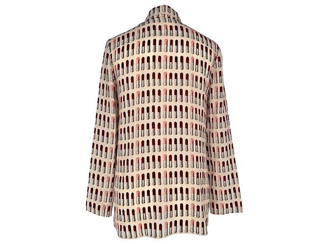Prada Lipstick-Print Button-Down Shirt in Multicolor Silk Multiple colors - view 3