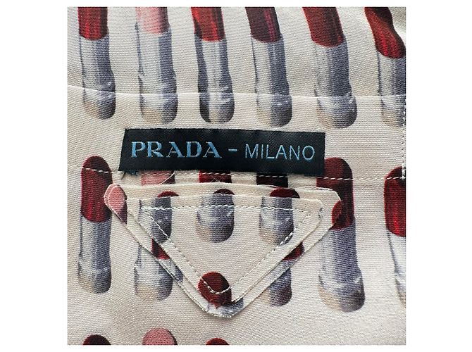 Prada Lipstick-Print Button-Down Shirt in Multicolor Silk Multiple colors - view 4