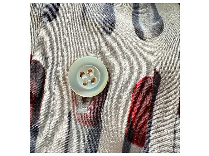 Prada Lipstick-Print Button-Down Shirt in Multicolor Silk Multiple colors - view 5